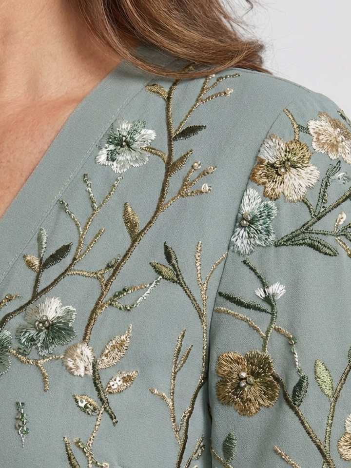Evadne | Short Sleeve Floral V-Neck Maxi Dress