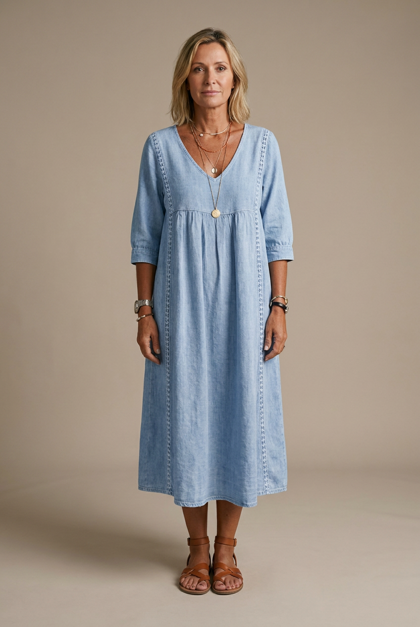 Alba | Premium Cotton Maxi Dress with Artistic Floral Design