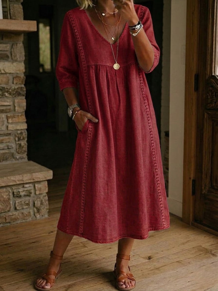 Alba | Premium Cotton Maxi Dress with Artistic Floral Design