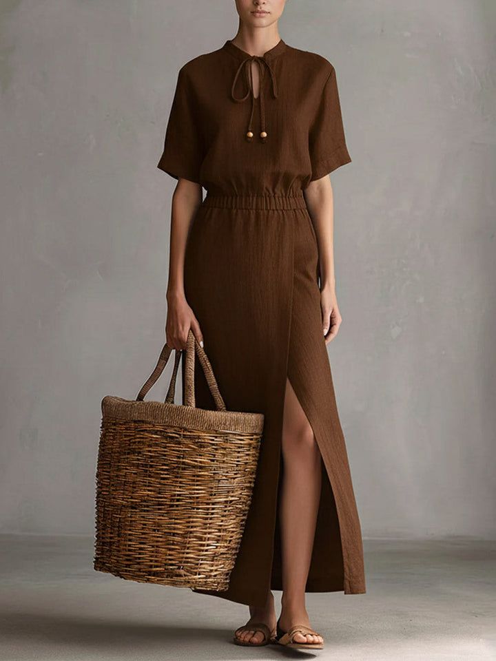 Serena | Elegant Long Linen-Cotton Dress