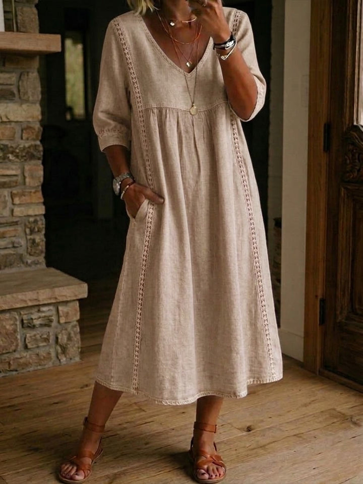 Alba | Premium Cotton Maxi Dress with Artistic Floral Design