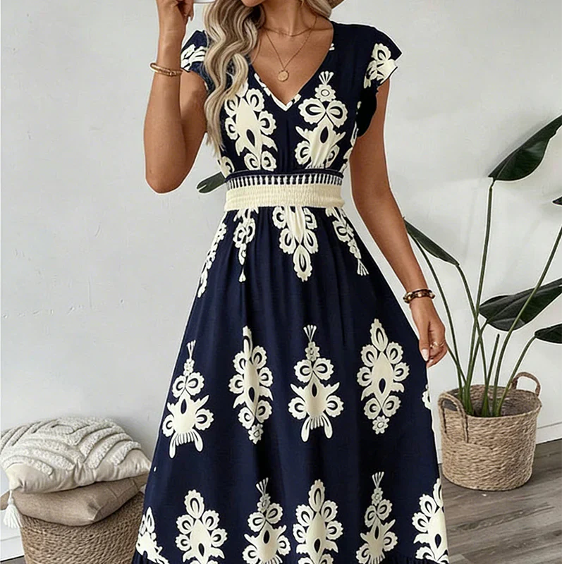 Candela | V-Neck Baroque Maxi Dress