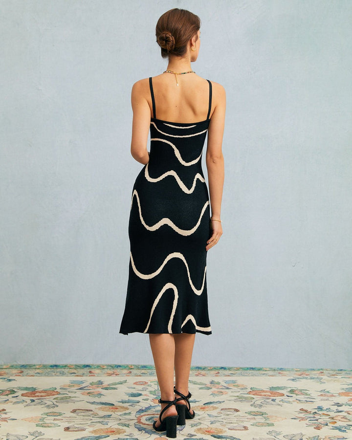 Tina | The Black Wave Mermaid Hem Knit Midi Dress